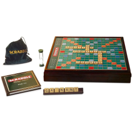 Megableu Scrabble Prestige Edición de Lujo Tablero Robusto Idioma Francés Juego de Mesa 2-4 Jugadores