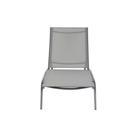 DKD Home Decor Tumbona de Terraza y Jardín Reclinable con Ruedas de Aluminio y Textilene Gris 64 x 97 x 187.5 cm