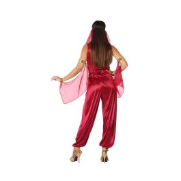 Disfraz Bailarina Árabe Rojo Mujer Adulto Talla M-L - Tocado, Velo, Mangas, Camiseta y Pantalón con Detalles Dorados