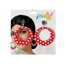 Pendientes Circular Flamenca Color Rojo Para Disfraz