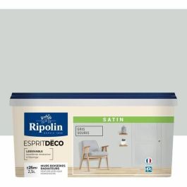 Ripolin Pintura de Pared Monocapa Muy Cubriente para Todas las Habitaciones, Madera y Metal, Acabado Satén Gris Ratón, 2.5L