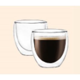 DKD Home Decor Taza Basic glass Transparente Cristal Borosilicato Doble Pared Set de 2 Piezas 100ml 6.7 x 6.4 x 6.7 cm