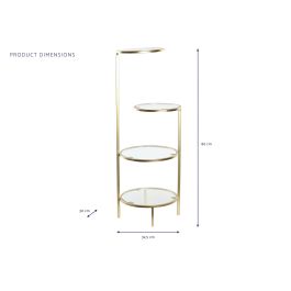 DKD Home Decor Estantería Dorado Metal Cristal 30 x 86 x 32.5 cm con 4 Estantes