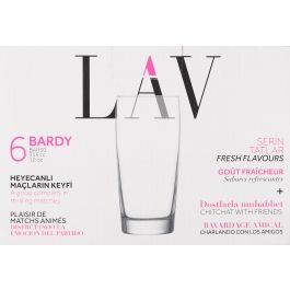 LAV Set 6 Vasos Cerveza 350 cc con 6.5 cm Ancho, 14 cm Alto, 6.5 cm Largo (8 Cajas)