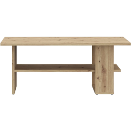 Mesa de Centro Rectangular de Roble Artesano con 2 Estantes - 110 x 60 x 45 cm
