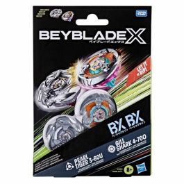 Hasbro HASG1686ES0 - Beyblade X Pack Doble: Gill Shark 4-70O y Pearl Tiger 3-60U, Trompos de Combate para 8+ Años