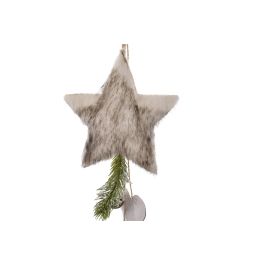 DKD Home Decor Decoración Colgante Navidad Alpina Natural 45 x 16 cm (4 Unidades) Poliéster Piña Estrella Hecho a mano