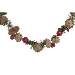 DKD Home Decor Guirnalda de Navidad Tradicional 150 cm, colores Verde y Rojo, con Detalles de Piñas, Ideal para Decoración Festiva, Pack de 2