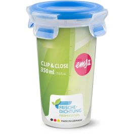 Emsa 508551 Fiambrera Redonda con Tapa, 0.35 L, Transparente/Azul