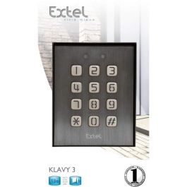 Extel KLAVY 3 Teclado de Codificación con Cable Metálico SLIM, Visera Protectora, Teclas Retroiluminadas para Motorización de Puerta Extel KLAVY 3 Teclado de Codificación con Cable Metálico SLIM, Visera Protectora, Teclas Retroiluminadas para Motorización de Puerta