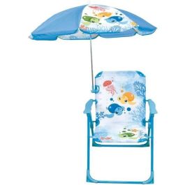 Muebles de jardín - FUN HOUSE - Silla Ma Petite Carapace Tortue Al.53 x L.38,5 x P.37,5 cm con sombrilla de 65 cm - ¡Para niños!