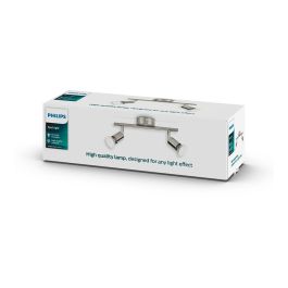 Philips Regleta de 2 Focos Limbali GU10, Cromo Mate de Metal con Cabezales Ajustables para Techo o Pared, Bombillas No Incluidas