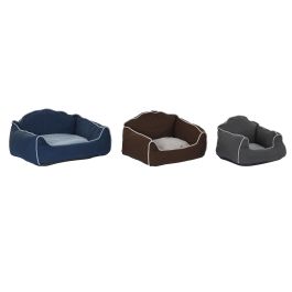 DKD Home Decor Cama Mascota de Poliéster Set 3 Piezas Colores Azul, Marrón y Gris. Medidas 61x72x34 cm (L x An x Al)