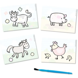 Ses Creative 14455 Colorear en el Agua Animales de Granja - Juego de Pintura Mágica Reutilizable con Pincel