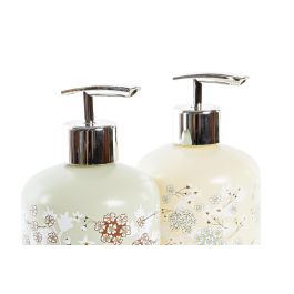 DKD Home Decor Dosificador Tradicional 8 x 14 x 8 cm (12 Unidades) Verde Beige 350ml Cristal ABS