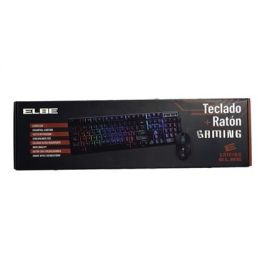 Elbe PTR-103-G Pack Teclado y Ratón Gaming con Luces LED, Teclado Mecánico 104 Teclas, Ratón 3 DPI