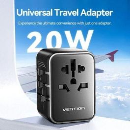 Vention FJEB0 Adaptador de Viaje Universal 65W Carga Rápida USB-C y 2xUSB-A (3 Puertos) con Compatibilidad Mundial de Voltaje y Fusible 10A Vention FJEB0 Adaptador de Viaje Universal 65W Carga Rápida USB-C y 2xUSB-A (3 Puertos) con Compatibilidad Mundial de Voltaje y Fusible 10A