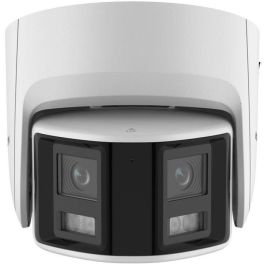 Hikvision Cámara IP Turret 4MP ColorVu Panorámica Lente Dual 2.8mm WDR H265+ IP67 PoE con Micrófono y Luz Blanca 30m