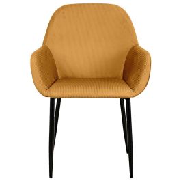 Home Deco Factory Butaca Mostaza Giulia - Estilo Escandinavo, Tapizado de Terciopelo, Patas de Metal