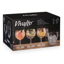 Set Cubitera 4 Copas Gin Tonic Vivalto - Cristal y Metal 36x21.5x23.5 cm (2 Unidades) Set Cubitera 4 Copas Gin Tonic Vivalto - Cristal y Metal 36x21.5x23.5 cm (2 Unidades)
