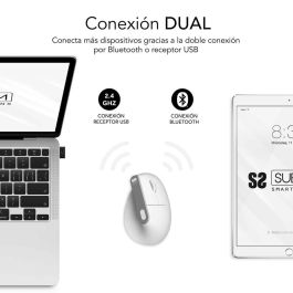 SUBBLIM NATURE VERTICAL ERGO DUAL MOUSE BATTERY WHITE