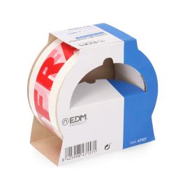 Edm Precinto "Muy Frágil" Blanco/Rojo 48 Micras Polipropileno 50 mm x 48 m Resistente intemperie