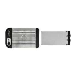 Argon Tostador Plano Negro 600W - Acero Inoxidable y Plástico - 40.5x6.5x21.5 cm para Uso Doméstico (Set de 6)