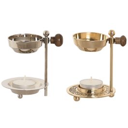 DKD Home Decor Soporte Incienso Arabe Dorado Plateado Laton Madera 10 x 8 x 8 cm (4 Unidades)
