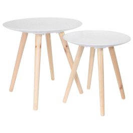 Home Deco Factory Juego de 2 Mesas Nido con Relieve Bl, MDF y Pino, Estilo Elegante y Fresco Precio: 37.50000056. SKU: B1BABRJY2J