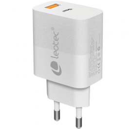 Leotec LECSPH30W2W Cargador de pared GaN 30W con 1xUSB-C PD 3.0 y 1xUSB-A universal