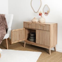 Home Deco Factory Aparador Natural con 2 Puertas y 2 Cajones para Comedor o Dormitorio