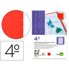 Liderpapel Separador Plástico Alfabético A-Z Cuarto para Documentos 11 Taladros PVC 160 Micras 3x210x170 mm Precio: 3.50000002. SKU: B16P3V28L5