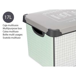 Kipit Caja de Plástico 17L Home con Asa, 28x22x37 cm, Estampado Blanco/Verde/Gris (12 Unidades) Kipit Caja de Plástico 17L Home con Asa, 28x22x37 cm, Estampado Blanco/Verde/Gris (12 Unidades)