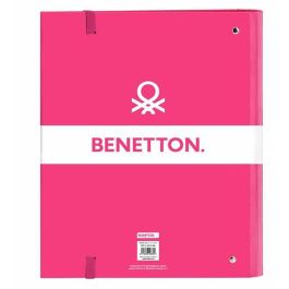 Benetton Carpeta 4 Anillas 35mm con Recambio Raspberry Rosa Fucsia 27x32x3,5