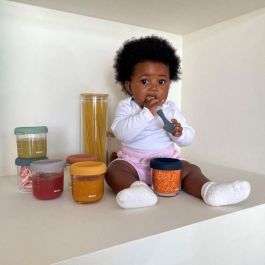 Beaba AAAIV82310 - Set de 4 Raciones de Comida de Cristal - Mezcla de Colores Sunrise - 250 ml