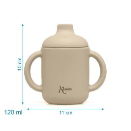 KioKids Taza de Silicona de Alta Calidad con Asas y Boquilla para Bebés +4 meses | Uso Alimentario, Apta Lavavajillas/Microondas, Beige 120ml