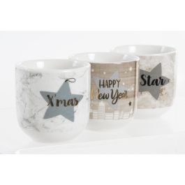 DKD Home Decor Café Navidad Porcelana Marron Gris Set de 6 Piezas 14 x 7 x 21 cm