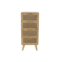 DKD Home Decor Cajonera Balines Rejilla Natural Caucho Ratan 90 x 40 x 30 cm