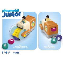 PLAYMOBIL 71774 Vehículo Recolector de Basura Junior para Niños +12 Meses con Palas Giratorias y Clasificador
