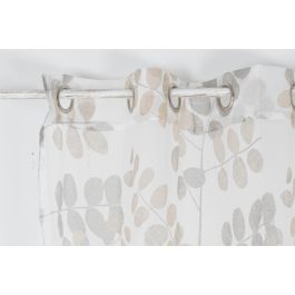 DKD Home Decor Cortina Visillo Urban Poliéster Marrón Claro Blanco 270x140 cm (2 Unidades) Diseño Hojas 75 gsm