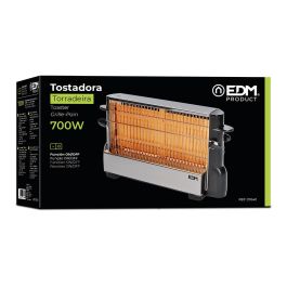 Edm Tostadora Vertical 700W - Acero Inoxidable, 4 Rebanadas, Tueste por Ambos Lados, 28x9x18cm