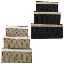 Home Deco Factory Juego de 3 Cajas de Almacenar con Tapa, Papel y Metal, Medidas Variadas