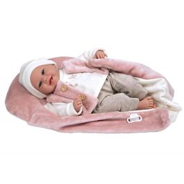 Muñecas Arias Muñeca Elegance Colin Rosa de 40 cm con Manta – Muñeco de Peso para Niños +3 Años