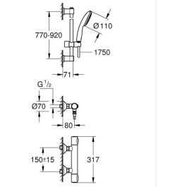 GROHE Conjunto de ducha 34805001 - Mezclador termostático 1 chorro Gris