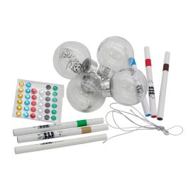 CYP BRANDS The Elf On The Shelf - Bolas de Navidad para Pintar y Decorar con 6 Rotuladores y Gemas - 4 Bolas - +3 Años