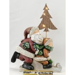 DKD Home Decor Figura de Navidad Moderna con LED de Resina Azul y Blanco 9x22x20 cm Pack 3 Unidades Funciona con 2 Pilas CR2032