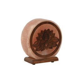 DKD Home Decor Lámpara de Sobremesa Sal del Himalaya Diseño Árabe Flor de Loto Marrón Rosa 18cm Alto, 3.5kg, 15W, Incluye Bombilla