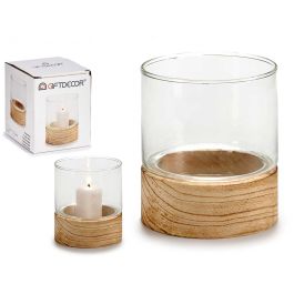 Portavelas de Cristal con Base de Madera Red - Giftdecor 10x11x10 cm (18 Unidades) Precio: 96.79000056. SKU: B14PFXTL82