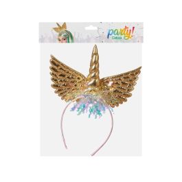 Diadema Unicornio Con Alas Dorado