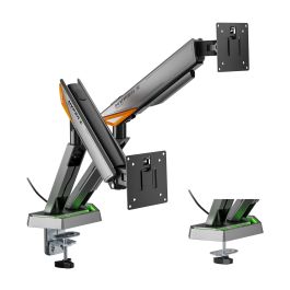 AISENS - SOPORTE DE MESA RGB GAMING CONTRAPESO GIRATORIO E INCLINABLE PARA MONITOR/TV 16KG (3 PIVOTES, 2 BRAZOS) DE 17-38, NEGRO-GRIS Precio: 94.68999958. SKU: B1HVS83PCT